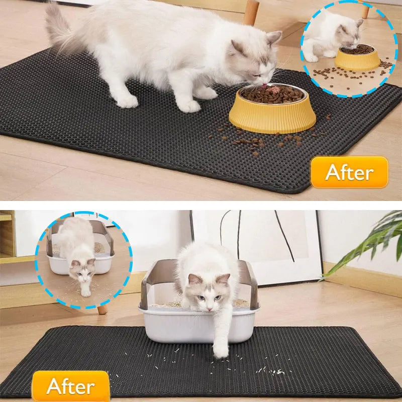 Tapis de litière pour chat imperméable à double couche