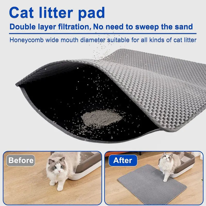 Tapis de litière pour chat imperméable à double couche