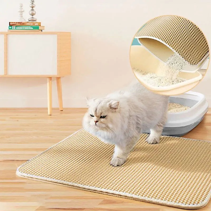 Tapis de litière pour chat imperméable à double couche